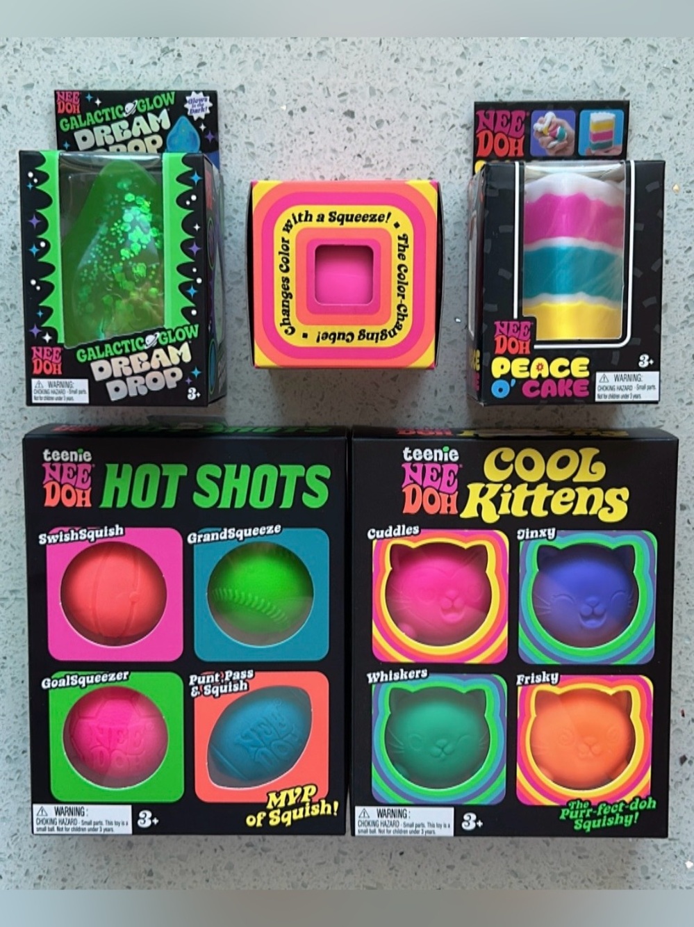 NeeDoh Cake Galactic Dream Drop Cube Hot Shots Cool Kittens